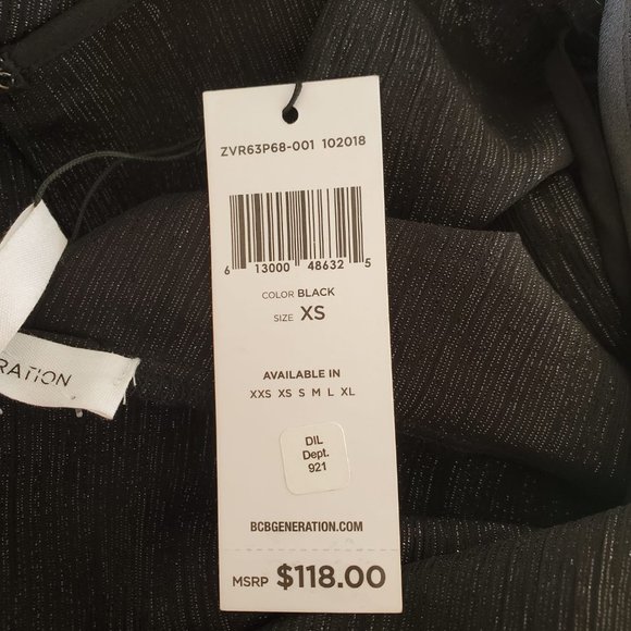 NWT BCBGeneration Black Metallic Bell Sleeve Dress XS - Picture 13 of 14